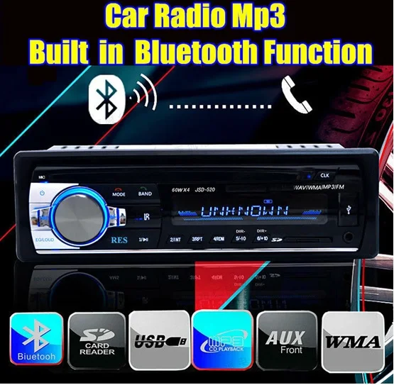 Новая Автомобильная радиостанция bluetooth стерео 1 Din в тире 520 12 В mp3 плеер car audio Bluetooth радио SD карты USB Порты и разъёмы AUX в телефон