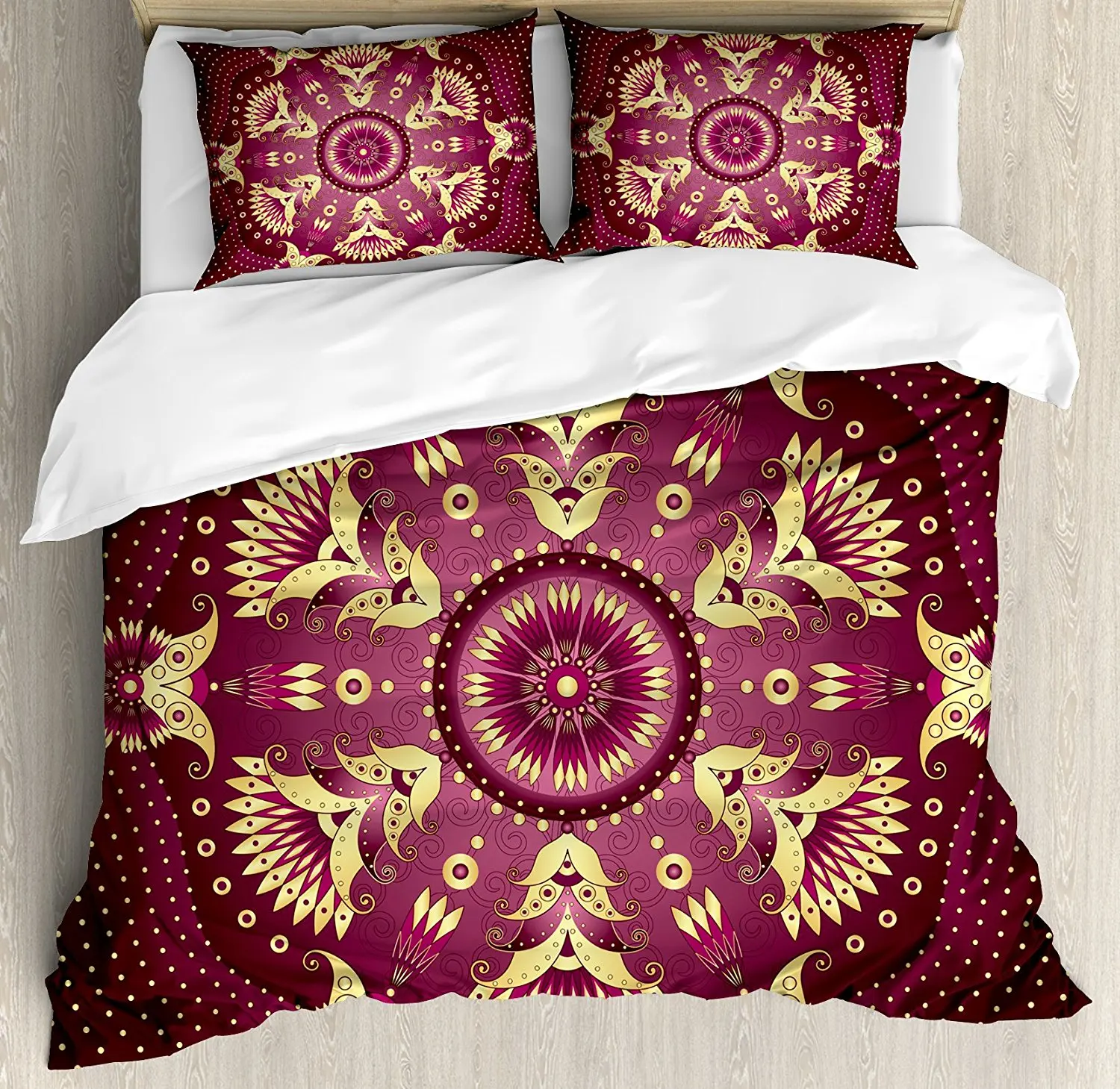 Purple Mandala Duvet Cover Set Iranian Middle Eastern Artistic Retro
