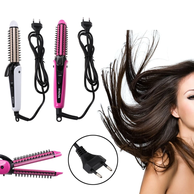 

3 in 1 Hair Straightener Brush Electric Comb Curling Iron Ceramic Styling Tools