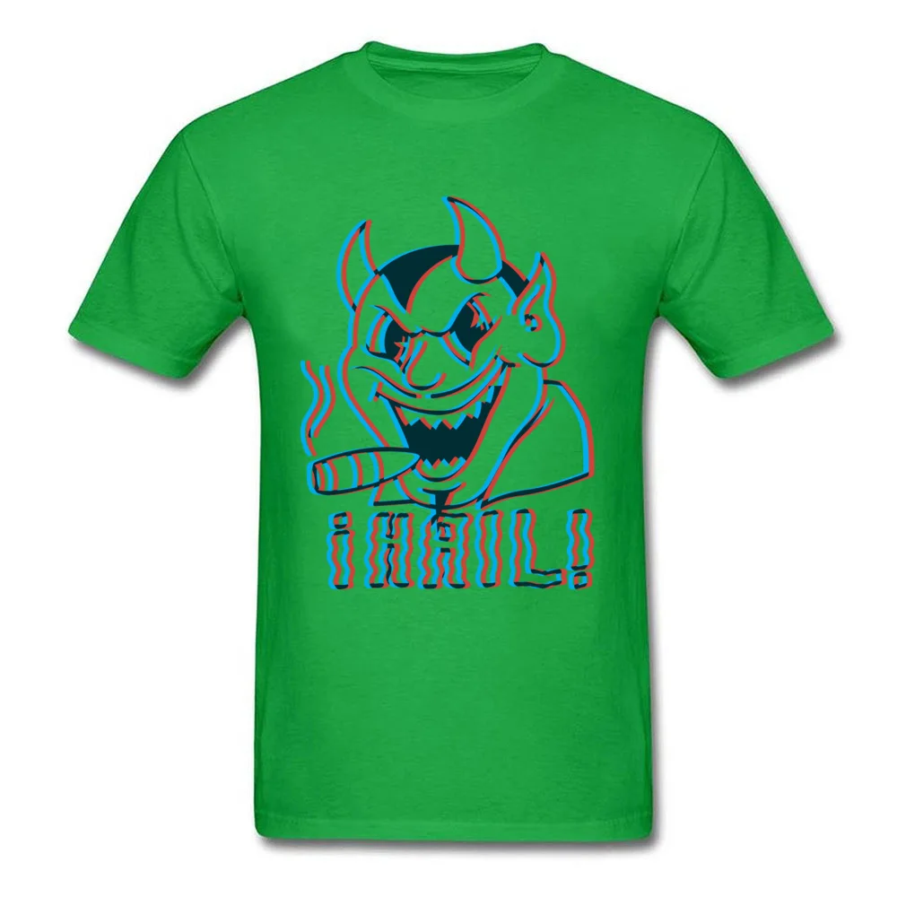 Hail Satan Vintage Stereoscope Tshirts Family Short Sleeve Normal All Cotton Round Neck Men T Shirt Tshirts Summer/Autumn Hail Satan Vintage Stereoscope green