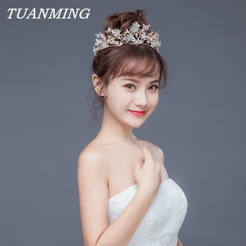 

Butterfly Flowers Bride Crown Pearl Wedding Crown and Tiaras Wedding Hair Ornaments Crown On Head Accessories Women