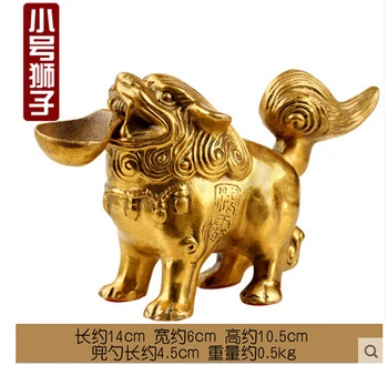 

SCY 425+++A lion lion of Beijing copper money pocket size copper lion lion Palace Home Furnishing feng shui ornaments
