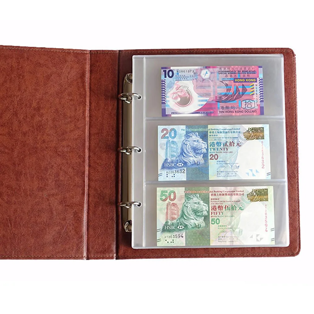 

1 Album Pages 3 Pockets Money Bill Note Currency Holder PVC Collection 180x80mm