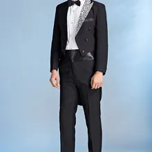 Г. мужские черные со стразами и бисером воротник смокинг Махаон Производительность куртка/вечерние/для выступления/Куртка и Штаны и с бантом