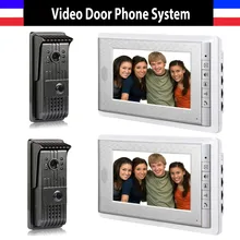 Interfonos de Videoportero Intercom Timbre de Intercomunicación 2 Monitor de Vídeo 2 Cámara de La Puerta de Intercomunicación Timbre de la Cámara de 7 Pulgadas Lcd a Color