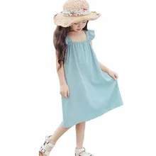 Новинка года; летнее повседневное модное платье с рукавами-крылышками для девочек; одежда для детей-подростков; хлопковый милый сарафан; костюм принцессы