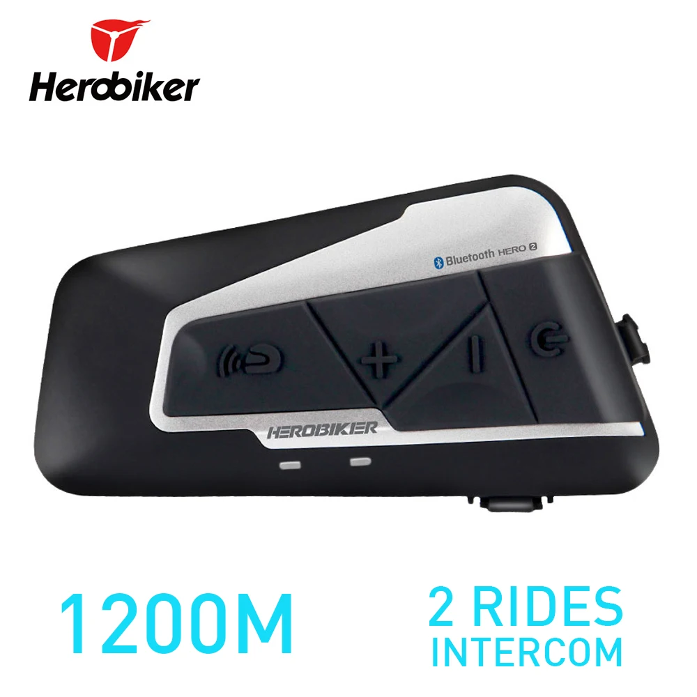 HEROBIKER, 1200 м, BT, мотоциклетный домофон, беспроводной, Bluetooth, мотоциклетный шлем, гарнитура, водонепроницаемый, с fm-радио, для 2 аттракционов