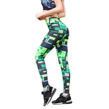 Напечатанные жаккардовые бедра, высокая талия упражнения Бег контроль спортивная одежда леггинсы Высокая талия Джеггинсы спортивные легинсы для фитнеса