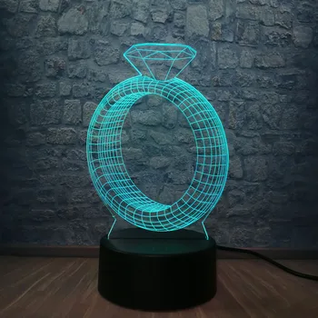

New 3D Romantic 24 Karat Diamond Design LED Lamp Colorfull Bedroom Sleep Night Light Atmosphere GradienProps Sweet Lover Gift