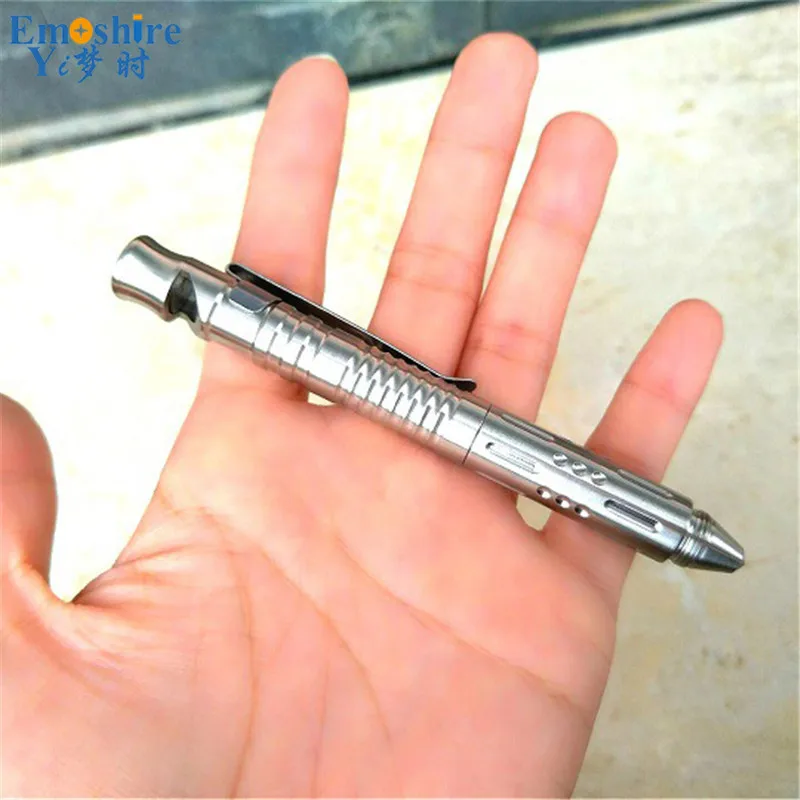 Emoshire Stainless steel whistle tactic pen tungsten steel defense pen assault pen anti-wolf survival key pen broken window pen attack head (8)