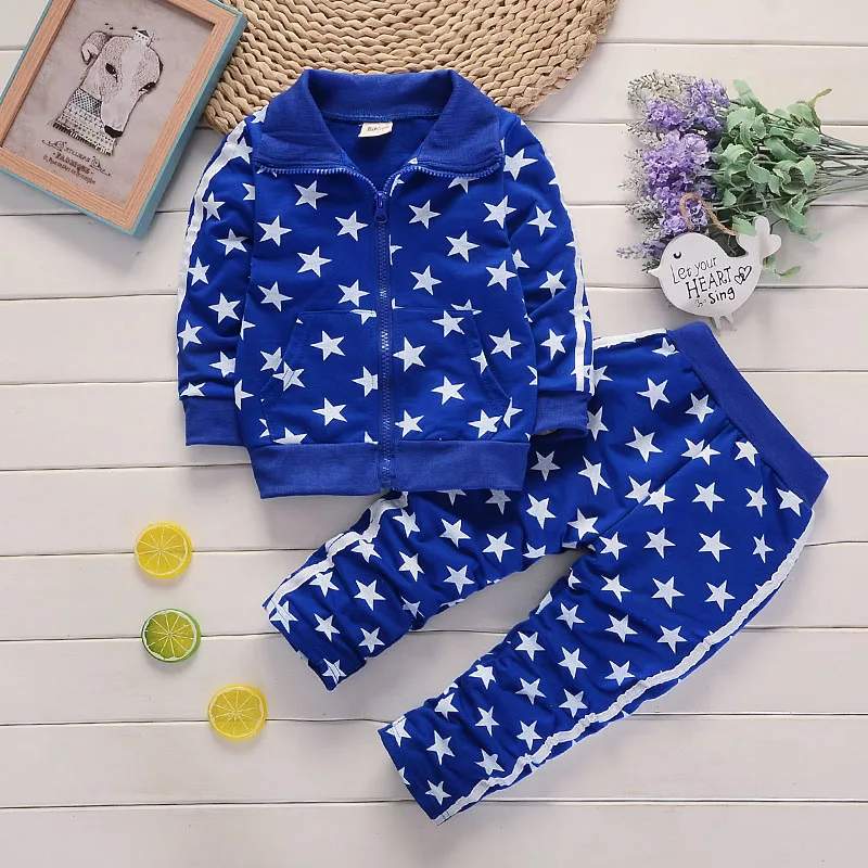 BibiCola baby boys clothing set 2pcs coat+pants fashion stars baby boy