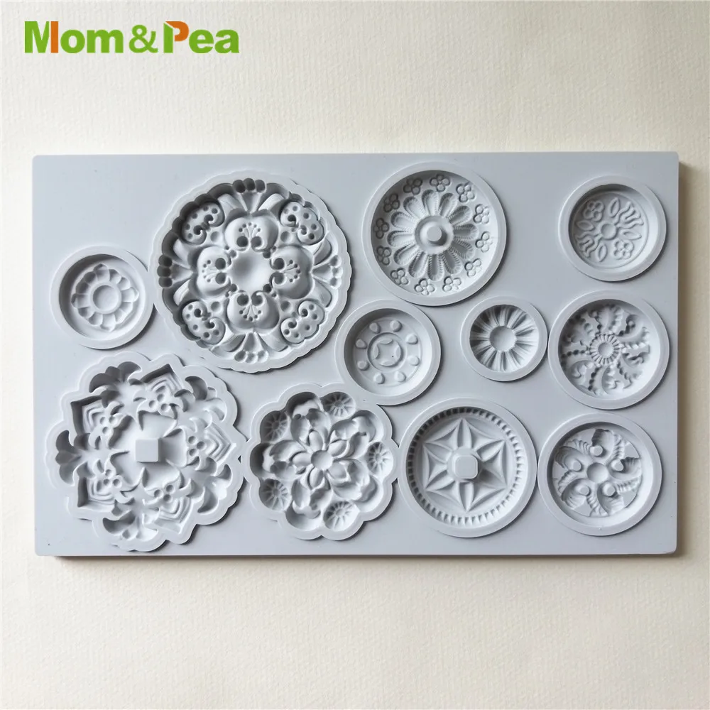 

Mom&Pea GX267 Round Deco Shaped Silicone Mold Cake Decoration Fondant Cake 3D Mold Food Grade