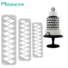 Новые 3 шт алмаз Геометрия Форма помадка печати плесень визуальную иллюзию эффект торт украшение печенья резки MS-00116