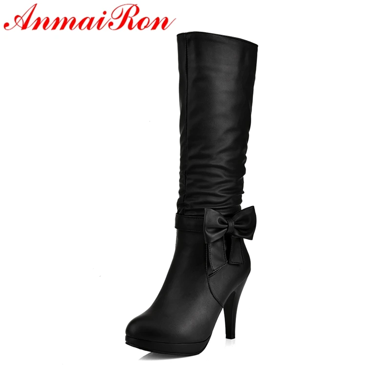 

ANMAIRON High Heels Boots Women Knee Boots Female Shoes Woman Fashion Boots Winter Boots Women Size33-43 LY035