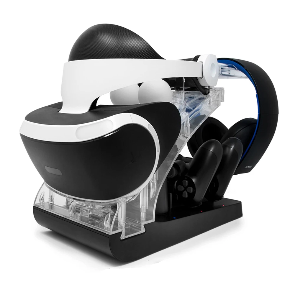 For PS Move PS4 Controller PSVR Headset Storage Showcase Joystick Charging Dock Station Stand Holder for