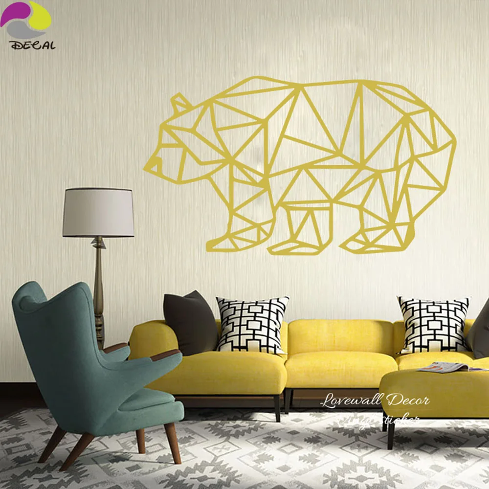 Geometric Bear Wall Sticker Baby Nursery Kids Room Cartoon animal Bear