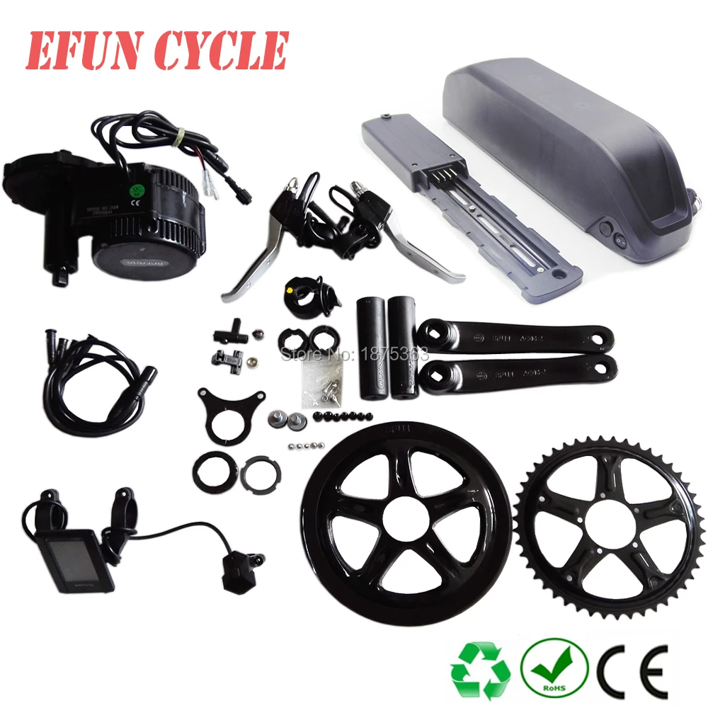 

Free shipping BBS02B 48V 750W mid motor kits with 52V 17.5Ah Jumbo shark down tube battery