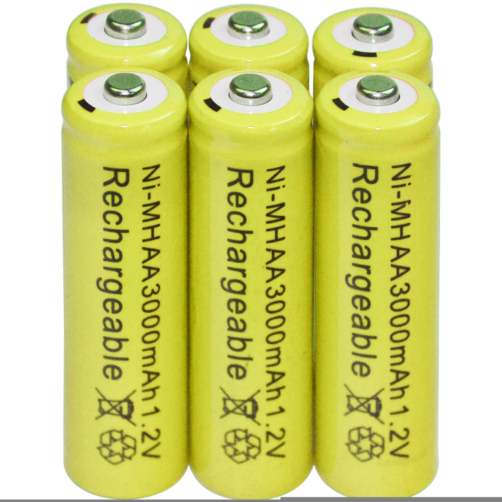 

6x AA 2A 3000mAh 1.2V Rechargeable batteries Yellow Bulk Nickel Hydride NI-MH for toys lights
