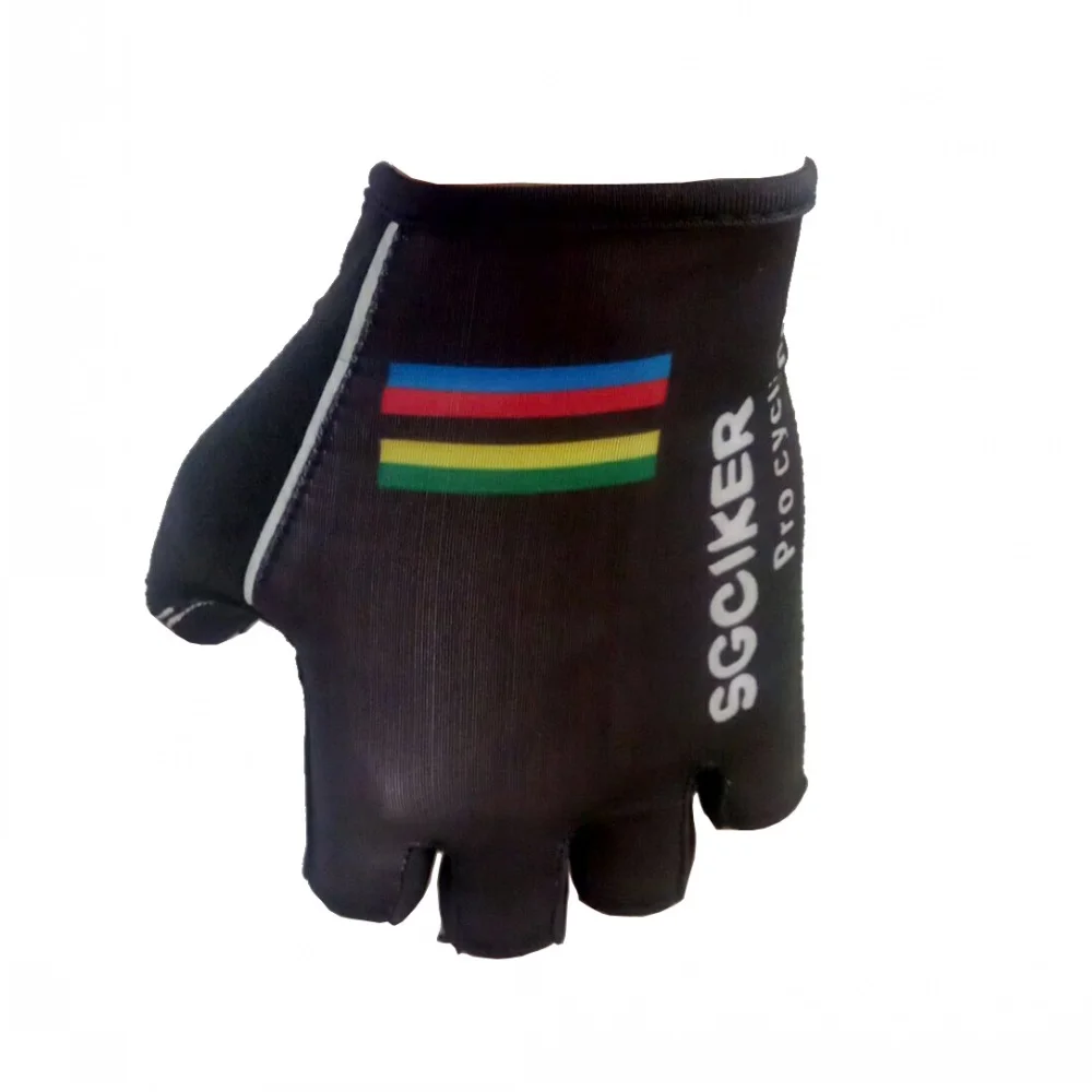 SGCIKER pro велосипедные перчатки черный Чемпион Радуга Спорт Половина пальца Противоскользящий гелевый коврик из микрофибры эластичные MTB Аэро велосипедные перчатки