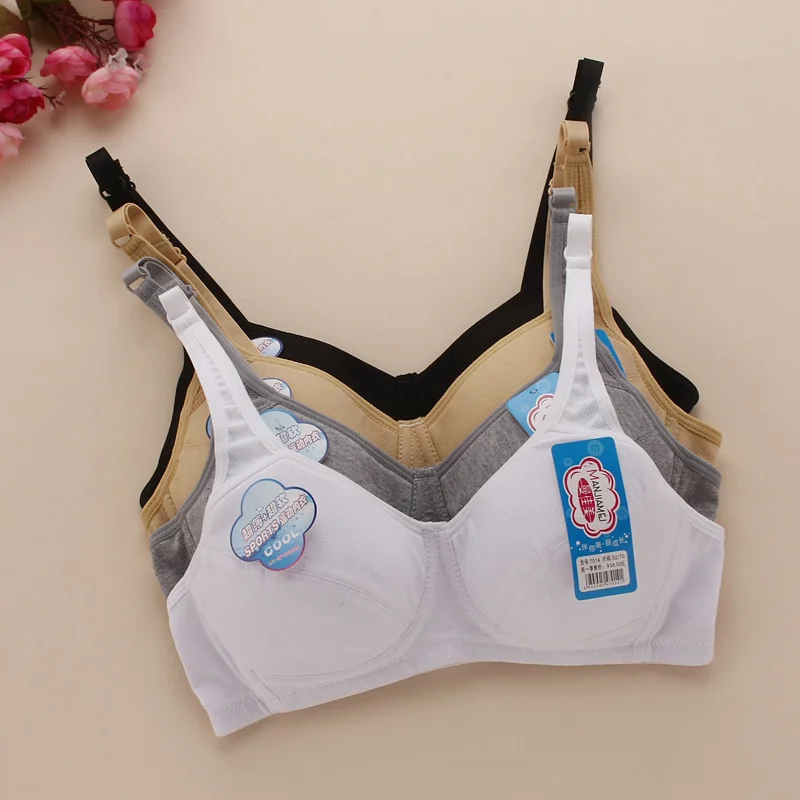 

Tsfit-Land Young Girls Training Bra 100% Cotton Hasp Wireless Young Girl Bra Small Vest Design B7014