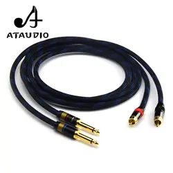 ATAUDIO 1 пара Hifi мм 6,35 мм к RCA кабель Высокое качество 4N OFC двойной мм 6,35 мм штекер Двойной RCA мужской аудио кабель