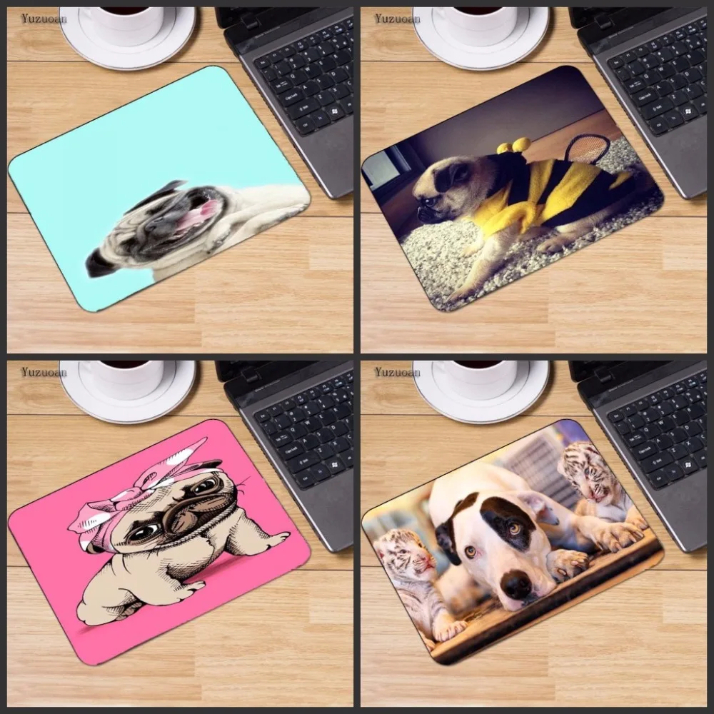 

Yuzuoan Vivid Hot Pug Dog New Design Silon Anti-slip Mousepad Computer Gaming Mouse Pad For Optal Trackball Mouse As Gift