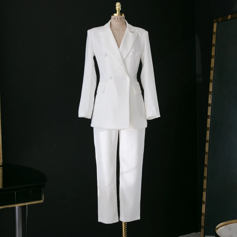 Новый Белый костюм женский сплошной цвет модный тонкий модный пиджак темперамент OL женская одежда Профессиональный для поездок