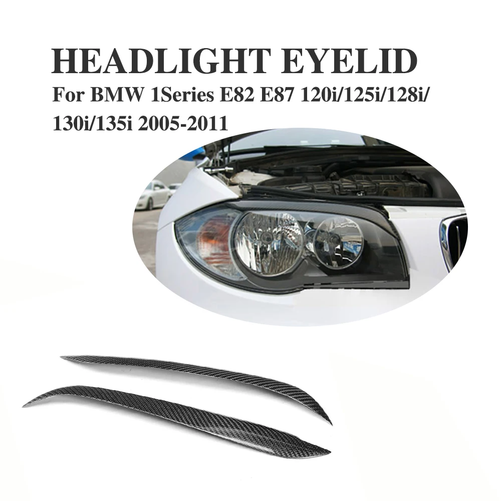 Carbon Fiber Headlight Cover Eyelids Headlamp Eyebrows Trims for BMW 1
