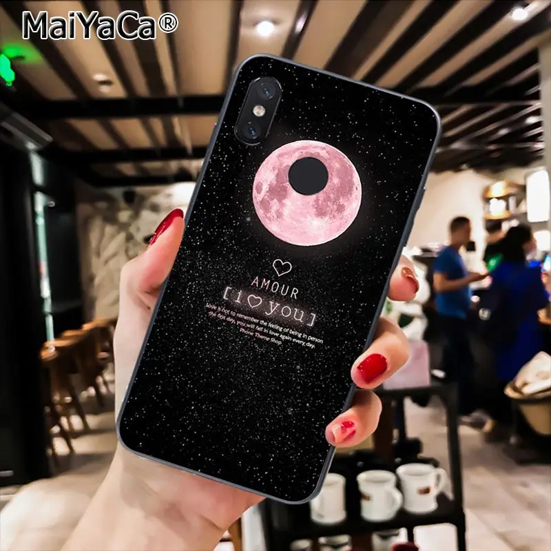 MaiYaCa черный с белой Луной и звездами космический астронавт PhoneCase для Xiaomi Redmi8 4X 6A S2 7A 6A Redmi 5 5Plus Note5 7 Note8Pro