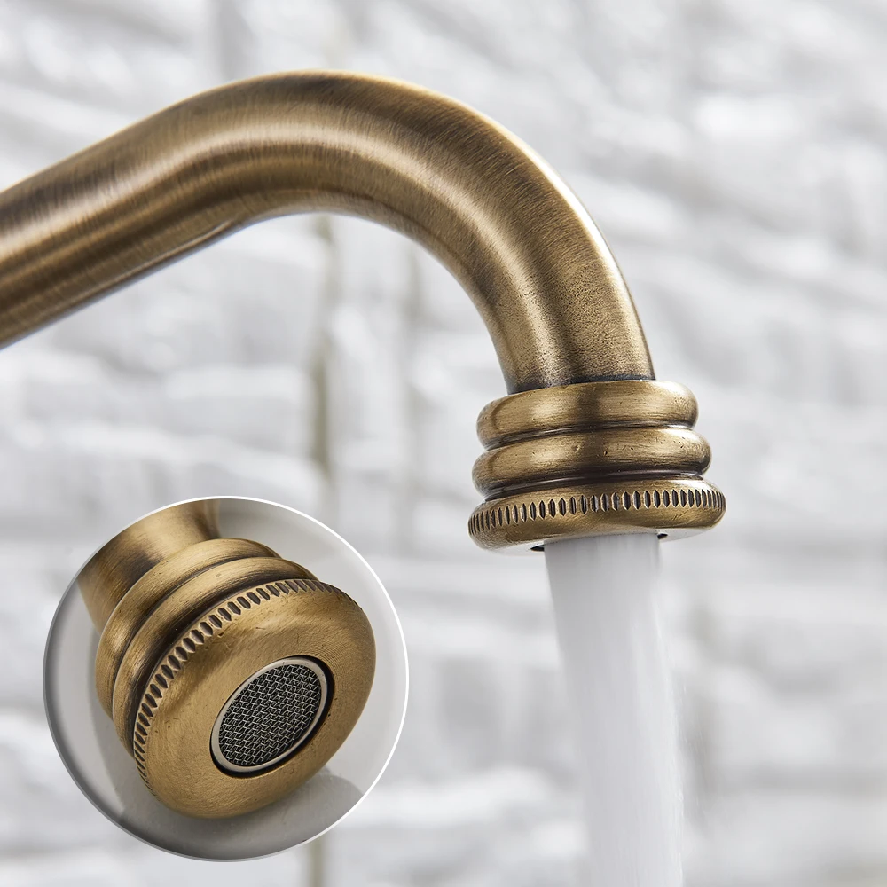 European Style Kitchen Faucet Antique Brass Carved Flower Art 360 Degree Swivel Cold and Hot Water Mixe Tap European Style Kitchen Faucet Antique Brass Carved Flower Art 360 Degree Swivel Cold and Hot Water Mixe Tap