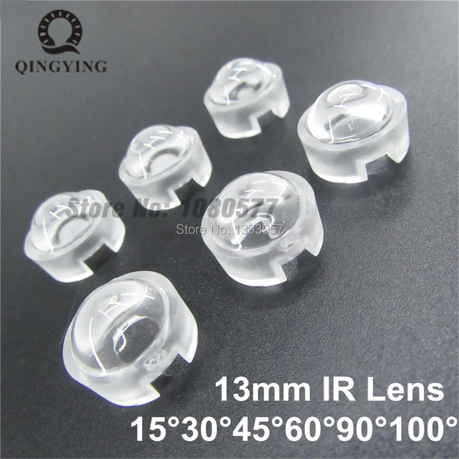 13mm 1W 3W LED mini Lens 15 30 45 60 90 100 Degree Needn't Holder Synthetical IR LED Power lenses Reflector Collimator