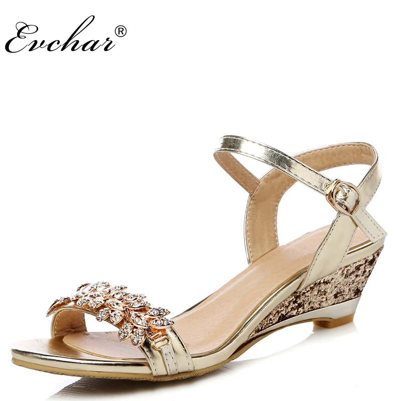Summer Sandals Bling Rhinestone med heels Women Wedges Sandals Fashion