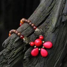 Moda Características Chinos Rima Turquesa Colgante, Collar Étnico Hecho A Mano de Piedra Natural de La Vendimia Collares Largos Para Las Mujeres Joyería