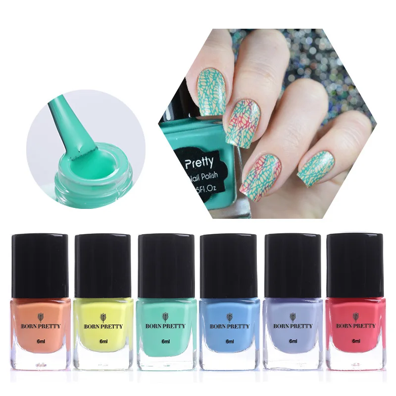 

BORN PRETTY 6ml Nail Stamping Polish Sweet Color Nail Polish Lacquer Pure Nail Colors Manicure Nail Stamp Printing Varnish Set
