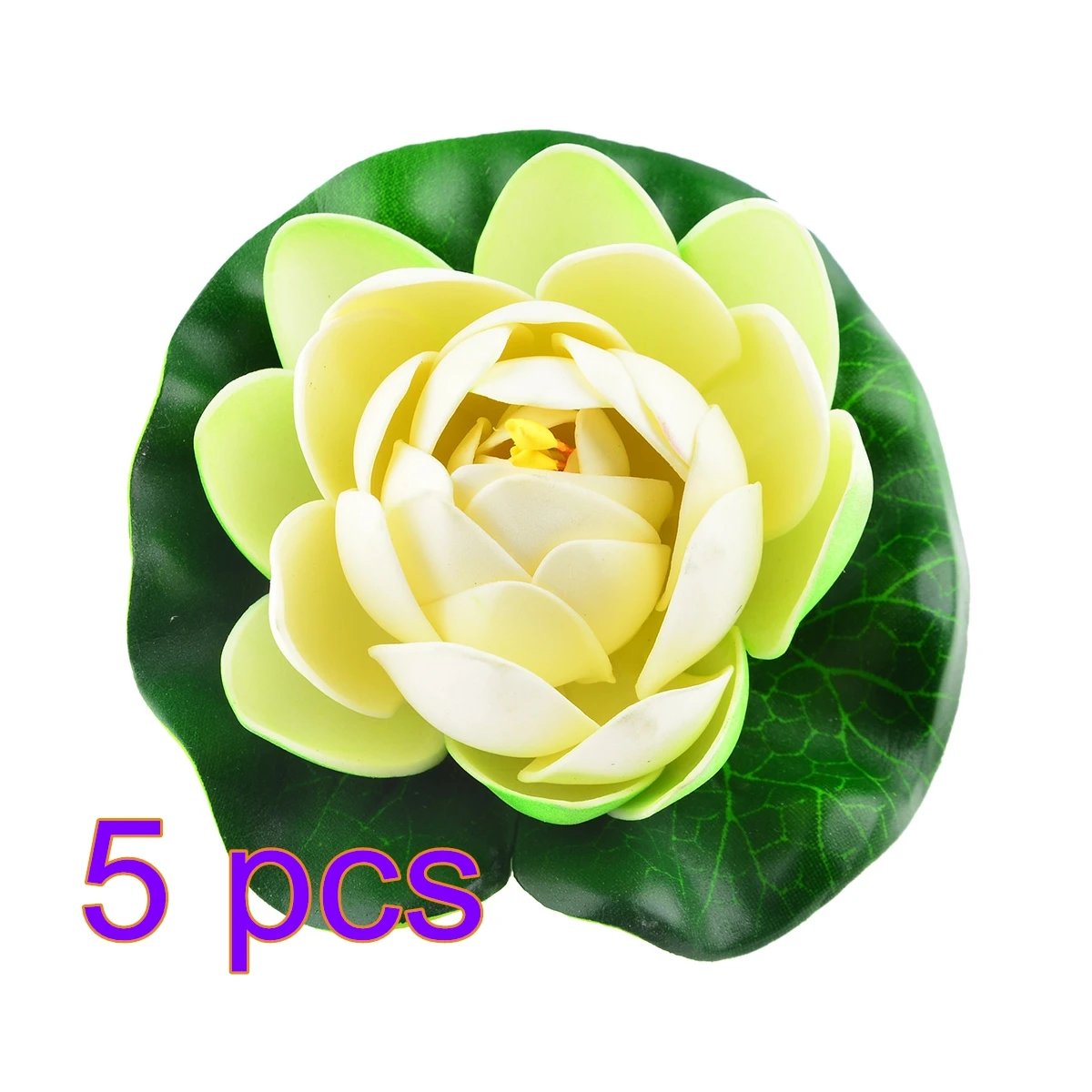 

Hot 5pcs/set 10cm EVA Floating Lotus Artificial Pond Plants Water Lily Mariage for Wedding Home Party Garden Decorations - White