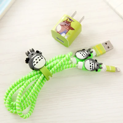 Хороший подарок милый мультфильм USB кабель наушники протектор набор с кабелем Стикеры для намотки Спиральный шнур протектор для iphone 5 6 6s 7