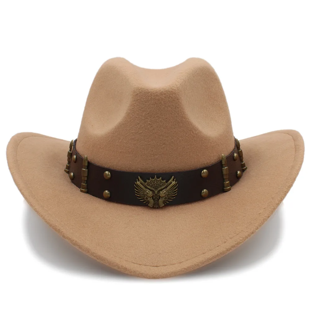 Wool Western Cowboy Hat Gentleman Cowgirl Hats Size 56-58CM Women Men