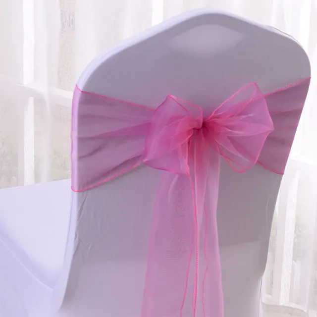 Wedfavor 100pcs Hot Pink Organza Chair Sashes Wedding Bow Sash Wedfavor 100pcs Hot Pink Organza Chair Sashes Wedding Bow Sash Banquet Ties For Hotel