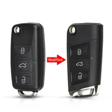 KEYYOU 3 Buttons Folding Flip Remote Key Shell Cover With Blade for Volkswagen VW Golf 7 Jetta Passat Beetle Polo Bora