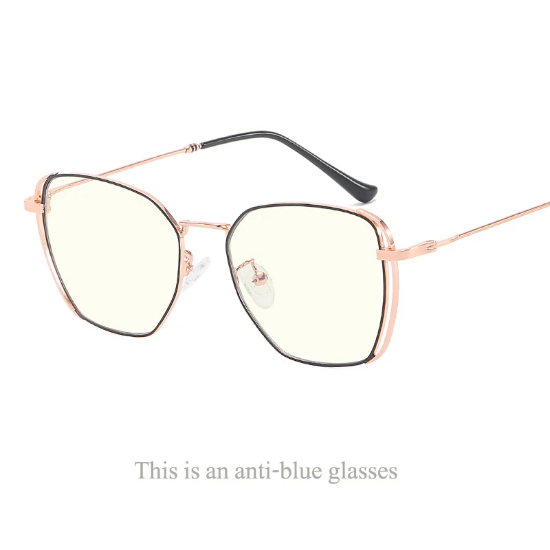Изысканные многоугольные Модные металлические плоские зеркальные трендовые Необычные анти-синие очки для мужчин и женщин декоративная оправа для очков