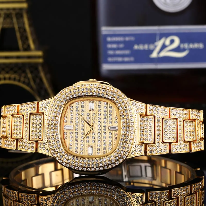 Miss Fox роскошные женские часы с кристаллами модные классические водонепроницаемые Золотые женские кварцевые наручные часы Relogio Feminino - Цвет: -1