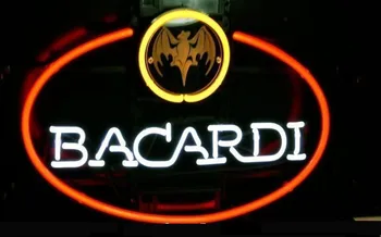 

NEON SIGN For BIG BACARDI BAT RUM LOGO Signboard REAL GLASS BEER BAR PUB display RESTAURANT outdoor Light Signs 17*14"