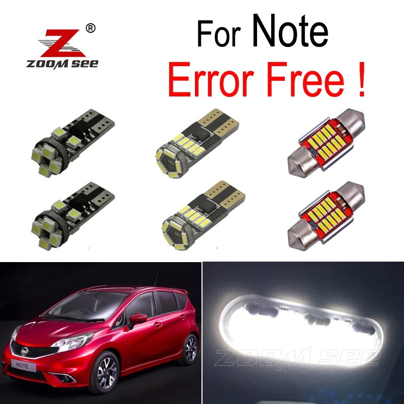 

8pc x No Error White LED Interior dome + trunk + license plate light bulbs kit For 2006-2018 Nisan Note E11 E12