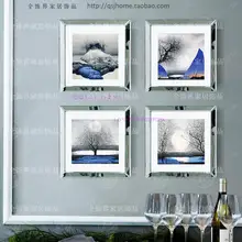Модная настенная зеркальная фоторамка Современная квадратная комбинация, фоторамка настенная декоративная стеклянная зеркальная фоторамка Искусство