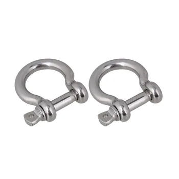 

M10 Silver 304 Stainless Steel Rustproof European Style Screw Pin Anchor Bow Shackle Clevis Pack of 2