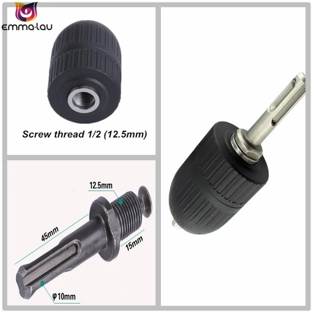 1/2" 20UNF 2 13mm 1.5 13mm Hand Drill Chunk Keyless Drilling Adapter