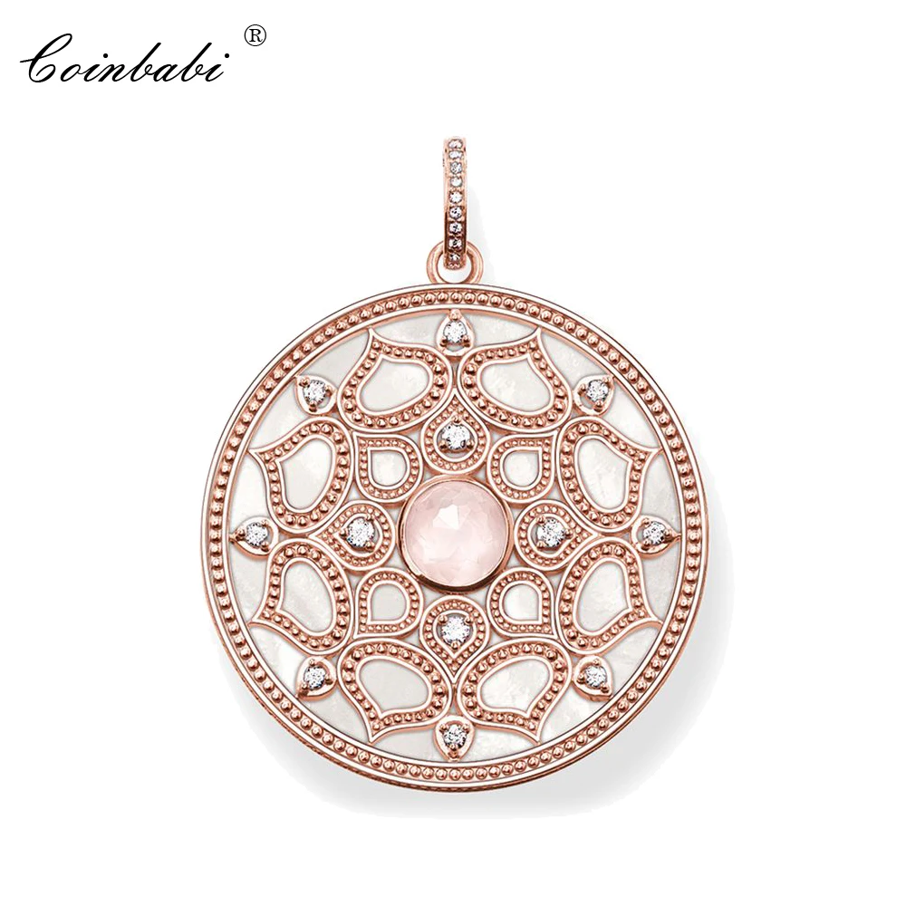

Pendant Royal Lotos Amulet Mother-of-pearl & Rose Pure Gold Color For Women Romantic Gift Thomas Key Chains Jewelry