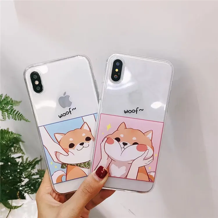 

Cute Dog Pattern Transparent Silicone Soft Shell Phone Cases For iPhone X XS MAX XR, TPU Case For iPhone 8 7 6 6s Plus Coques