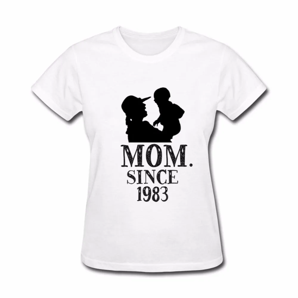 Прямая поставка Летний Топ мама с 1983 года футболка Для женщин Mama Мощность подарок