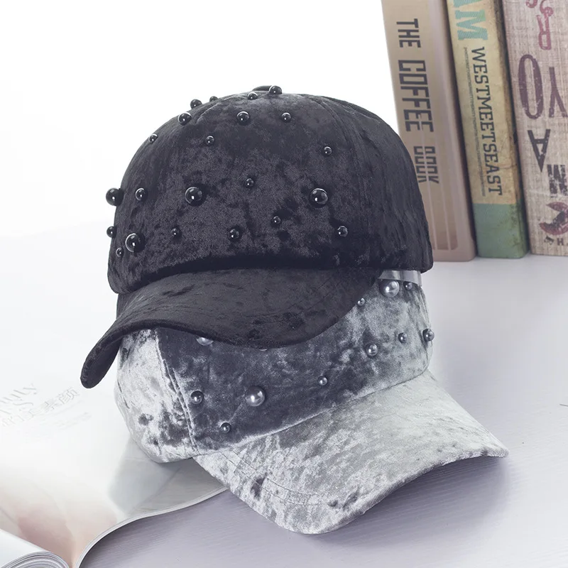 

B179114 fashion spring and autumn velvet,pearl unisex Cornice baseball cap